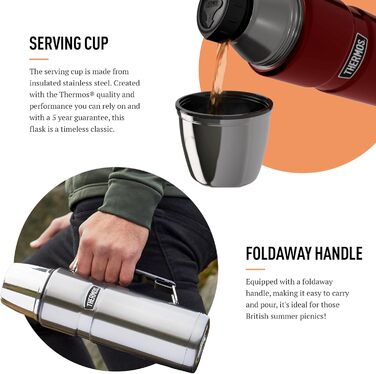 Термос Thermos Stainless King, нержавіюча сталь, коричневий, 1200 мл