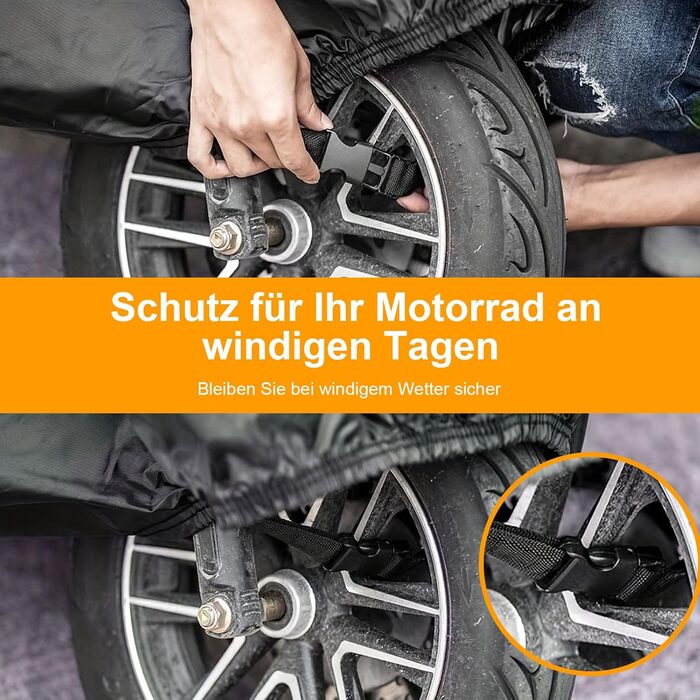 Захисний чохол для мотоцикла XXL, вологостійкий, 210D Oxford, з отворами для замка, для скутера, мопеда, моторолера (245x105x125 см)