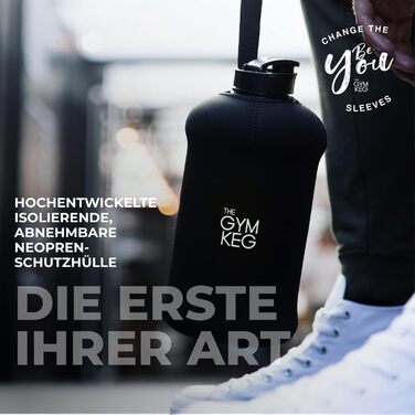 Гімнастична пляшка для води Gym Keg 2.2L з сумкою та ручкою. Спортивна пляшка для фітнесу, йоги, екологічна, BPA Free (Чорний Stealth)