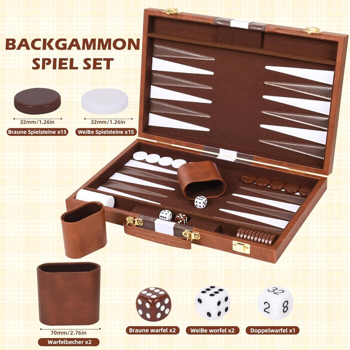 Набір шашок Cbilzxer Backgammon, 45х30 см, з кейсом з екошкіри, для дорослих та сім'ї