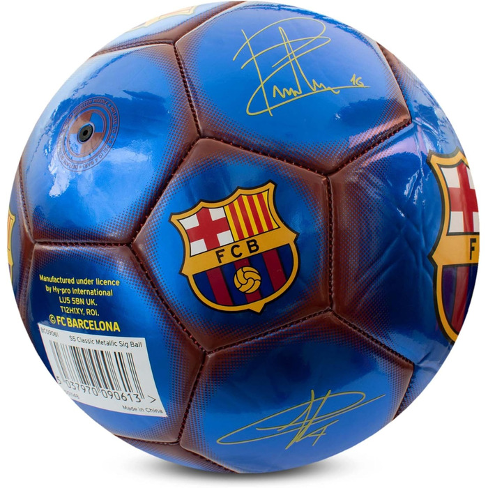 М'яч футбольний Hy-Pro FC Barcelona, класичний, металік, розмір 5, для тренувань та матчів