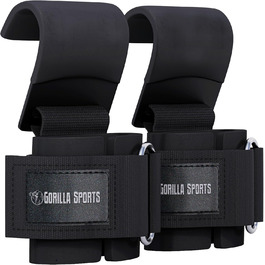 GORILLA SPORTS Лямки для тяги з гачками 7 мм, сталеві, з неопреном і пінною підкладкою, для бодібілдингу, пауерліфтингу, фітнесу
