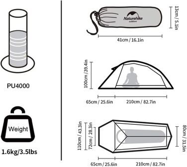 Намет Naturehike Cloud Up 1 - Ultralight, 1-місний, 4-сезонний, зелений (20D Upgrade)