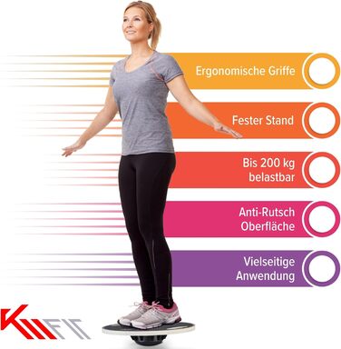 Дерев'яна баланс-борд KM-Fit для координації та рівноваги | Тренажер для рівноваги з ручками | Індоор-борд для фітнесу та реабілітації