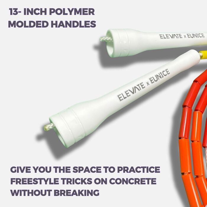 Стрибкове канат Elevate Rope Professionelles Perlen - 3м, регульований, якісні намистини та полішнур - для фрістайлу, кардіо та трюків. Підходить для всіх рівнів, для використання в приміщенні та на вулиці (червоний/помаранчевий/жовтий/білий)