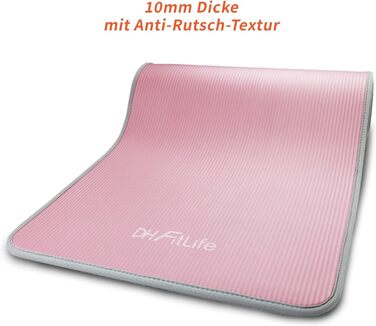 DH FitLife Килимок для фітнесу та йоги 183×61×1 см, товстий, нековзний, міцний, рожевий