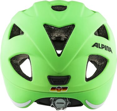 Дитячий велосипедний шолом Alpina XIMO L.E., легкий, міцний, із LED-підсвіткою, зелений матовий, 49-54 см