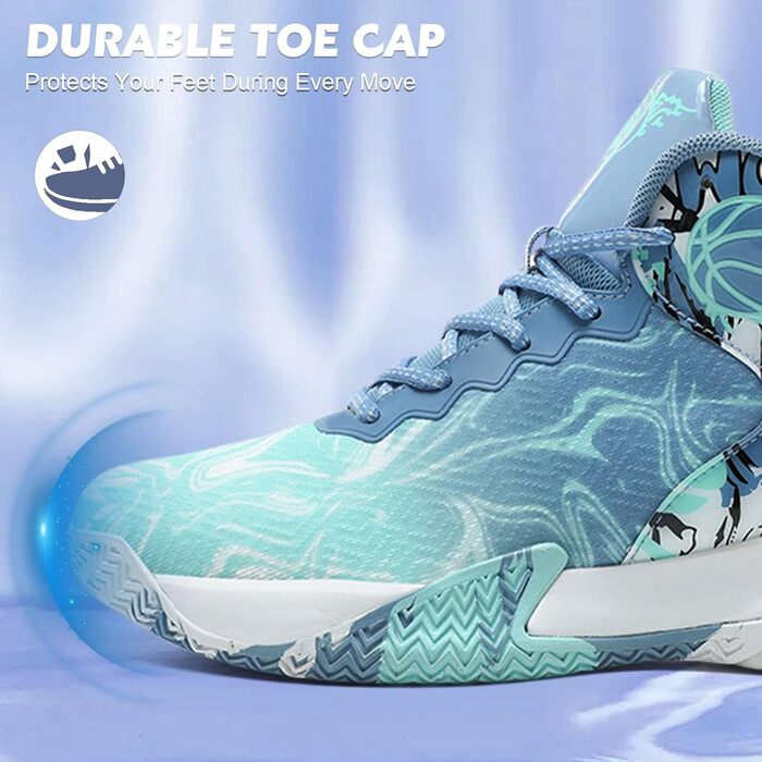 Баскетбольні кросівки для чоловіків, високі, для активного відпочинку, спортивна ходьба, біг, блакитні. Зручні, легкі, сітчасті.