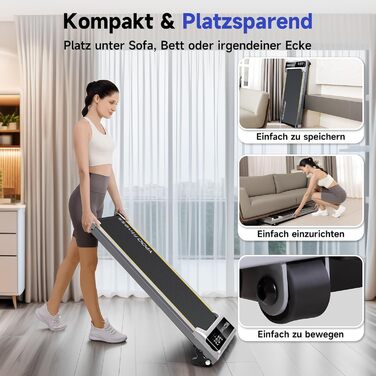 Walking Pad YPOO з регулюванням нахилу, 1-6 км/год: компактне бігове полотно для дому та офісу, до 140 кг, тихе, з LED-дисплеєм, пультом та APP, срібне