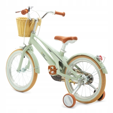 Дитячий велосипед 16 дюймів з бічними колесами та кошиком, м'ятний