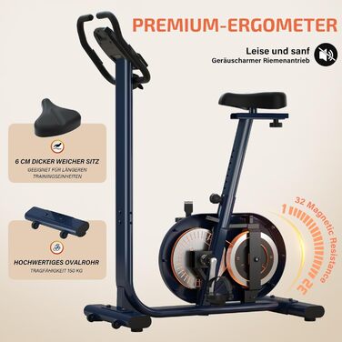 Велотренажер LESUNFIT з низькою рамою, 24 програми, Bluetooth, LCD-дисплей, до 150 кг, сумісний з фітнес-додатками
