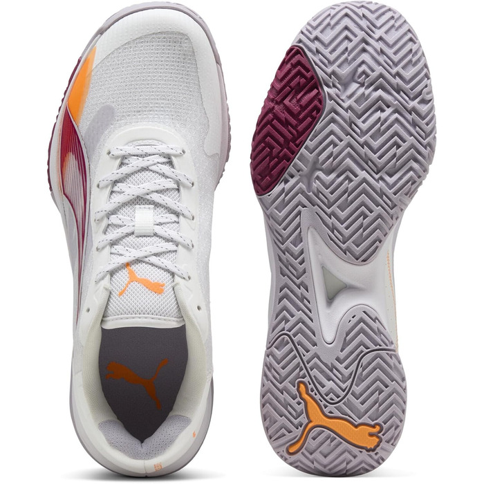 Жіноче взуття для залу PUMA Accelerate Turbo W+ 4 – зальний турнірний черевик (42.5 EU, білий, фіолетовий, лайм, рудий)