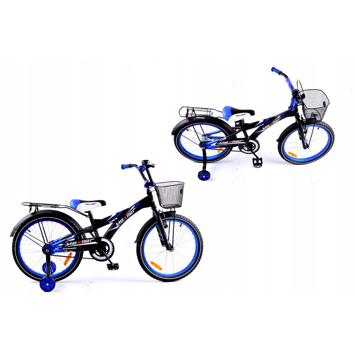 Дитячий велосипед Mexller BMX 20 дюймів, синій, з додатковими колесами