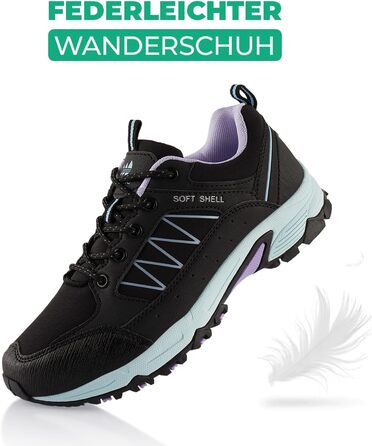 Черевики для туризму та трекінгу Softshell, жіночі та чоловічі, чорно-білі (39 EU)