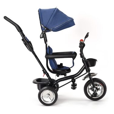 Триколісний велосипед для дітей, 5 в 1, росте разом з дитиною: велосипед, візок, поворотний сидіння 360°, ручка-штовхач, знімний тент, ремінь безпеки 3 точки, кошик для зберігання, 1-5 років