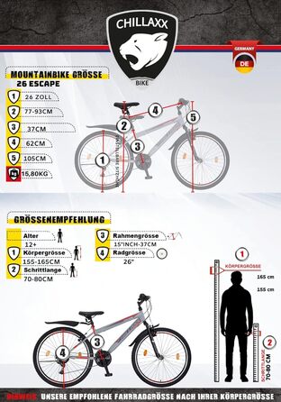 Гірський велосипед Chillaxx Bike Escape 24/26 дюймів, 21 швидкість, V-гальма, для дівчат, хлопців, чоловіків та жінок, рожево-білий, преміум-якість