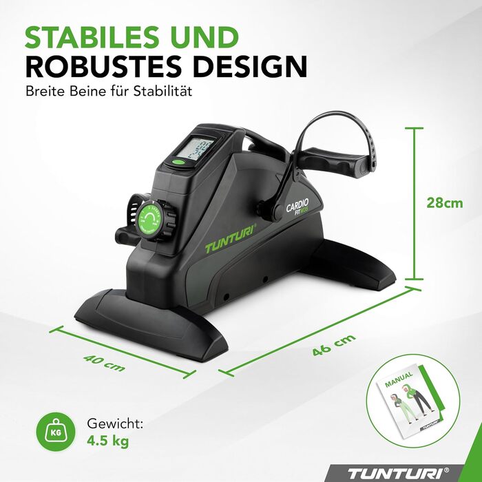 Міні-велотренажер Tunturi Cardio Fit M35 для дому та літніх людей, регульований опір, LCD-дисплей, для тренування рук і ніг