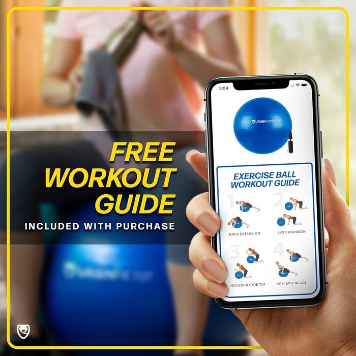 Фітбол URBNFit 65 см для фітнесу, йоги, вагітності та балансу. Антивибуховий, з насосом, підходить для офісу, дому, спортзалу. Червоний.