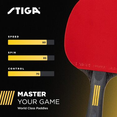 Пін-понг лопатка STIGA Bullet: 5-шарів, легка, губка 2 мм, флерований хват, для змагань