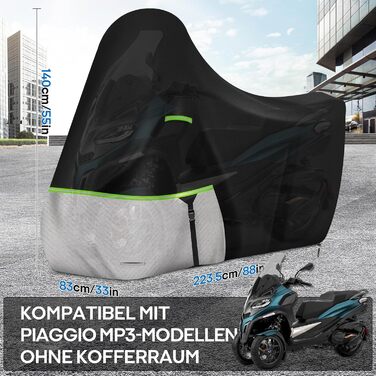 Водонепроникний захисний чохол для моторолика Piaggio Vespa GTS GTV GT 60/300/250/125 (без кофра), матеріал 420D Oxford, зимовий