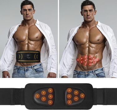 Електричний тренажер для пресу EMS, стимулятор м'язів, пояс для тренувань з 6 режимами та 8 рівнями інтенсивності, USB-зарядний пристрій, фітнес-обладнання для чоловіків та жінок, домашні тренування