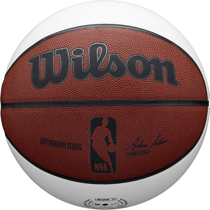 М'яч для баскетболу Wilson NBA з автографом, білий/коричневий, розмір 17.8-74.9 см