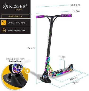 Трюковий самокат KESSER GT-Limit, 360° кермо, ABEC 9, 110 мм PU колеса, для дітей та дорослих
