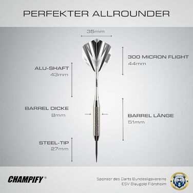 Набір сталевих дротиків 'Nighthawk' 23г з 3 дротиками, 6 пір'ями та аксесуарами | Професійні дротики зі сталевим вістрям 18г