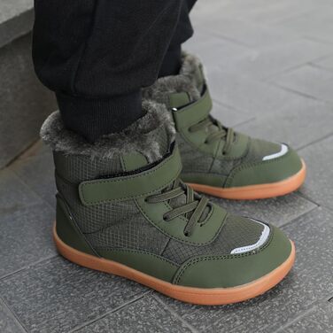 Дитячі зимові шкарпетки-черевики для хлопчиків та дівчаток, теплі, з підкладкою, для активного відпочинку, трекінгу та хайкінгу, легкі, неслизькі, зимові черевики, армійний зелений, розмір EU25-36