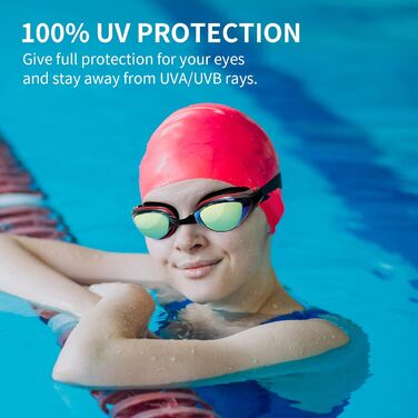Окуляри для плавання WAVE -6.5, антифог, UV-захист, для короткозорих, чорні, без протікання