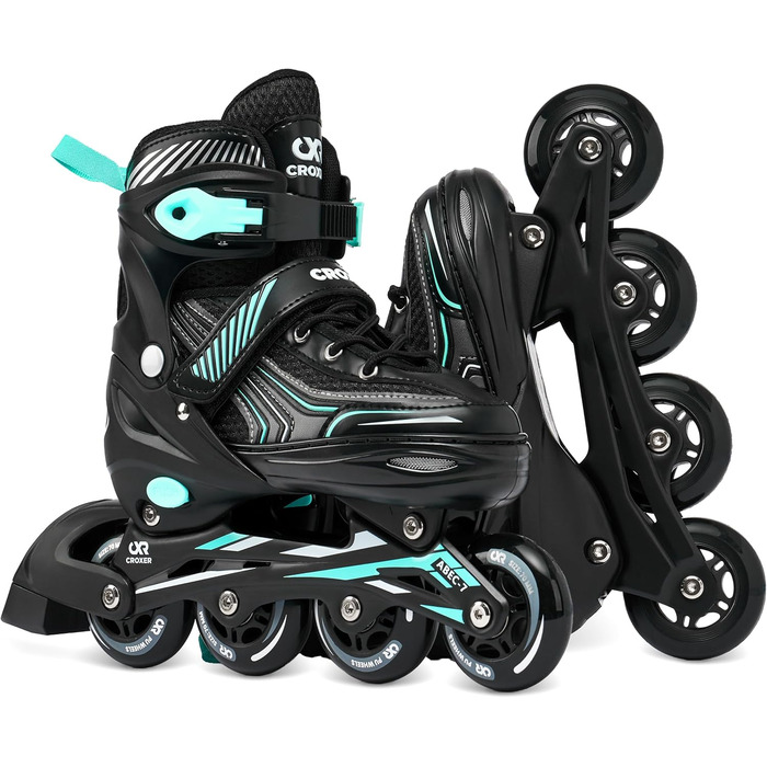 Дитячі ролики Croxer 3-в-1 (35-38) Black/Mint, регульовані