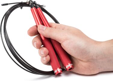 Спортивна скакалка Earwaves Momentum зі сталевим тросом у PVC-покритті та алюмінієвими ручками, 3 метри, червона (з додатковим кабелем)