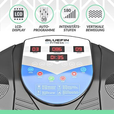 Вібраційна платформа Bluefin Fitness Pro, оновлений дизайн, безшумні мотори, вбудовані динаміки, чорна