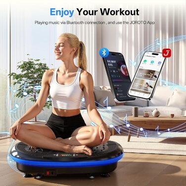Платформа для вібраційного тренування JOROTO 4D - професійне тренування всього тіла | Сумісна з додатком | Bluetooth-динамік та LED-підсвітка, до 200 кг, для дому