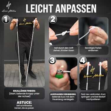 Стрибкове канат Honor Athletics 2.0 з перлами – регульований, з міцними ручками та ударостійкими перлами для ефективних тренувань. Чорний колір