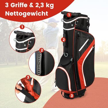 Сумка для гольфу COSTWAY, 6/8/14 відділень, сумка-стійка, сумка для гольф-тролея, легка переносна сумка для чоловіків та жінок (червона)