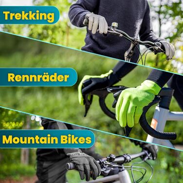 Водонепроникні велосипедні рукавички Valkental® GloRider з ізоляцією 3M | З підкладкою та зчепленням | Зігріваючі та перехідні рукавички [Чоловічі та жіночі] з функцією сенсорного екрану - Чорний L для перехідного періоду (до 6°C, 2-шарові)