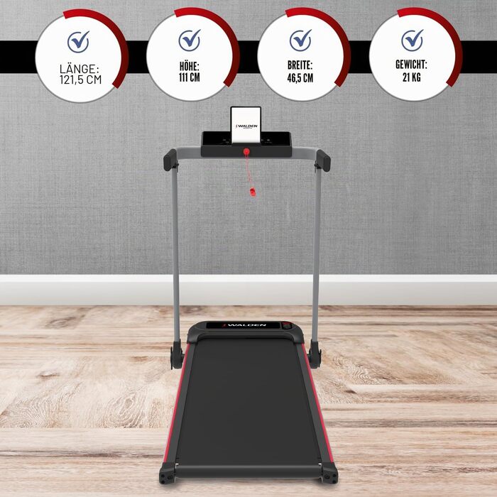 Електрична бігова доріжка Walden F2800 складана — Walking Pad для дому та офісу, мотор 2.5 к.с., швидкість 1-10 км/год, 12 програм, LCD-дисплей, для фітнесу та схуднення