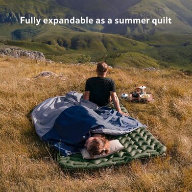 Спальний мішок Naturehike Ultraleicht – ультралегкий, 680/760g, для 3 сезонів, 190x75/205x85cm, для походів, рюкзаків, кемпінгу, комфортна температура 15°C (Димно-синій/Світло-синій)