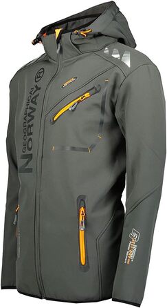 Чоловіча водонепроникна куртка-софтшелл Geographical Norway Royaute з капюшоном, тактичний вітрозахисний outdoor-пальто для гірських походів та лиж, темно-сіра (L)