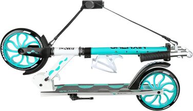 Самокат Raven Galaxia White/Mint для дорослих та дітей, складаний, 200 мм, без ручного гальма, з дзвінком і тримачем для пляшки