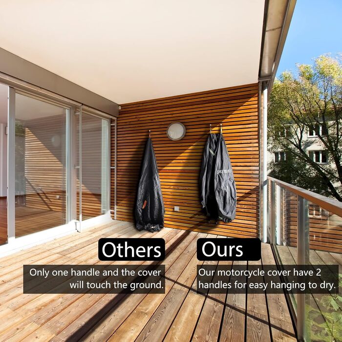 Захисний чохол для мотоцикла 300D Motorrad Abdeckplane - водовідштовхуючий, зимостійкий, з оксфордської тканини, з 7 світловідбиваючими смугами та 2 отворами для замка (XXXL: 265x95x125cm), флуоресцентний зелений