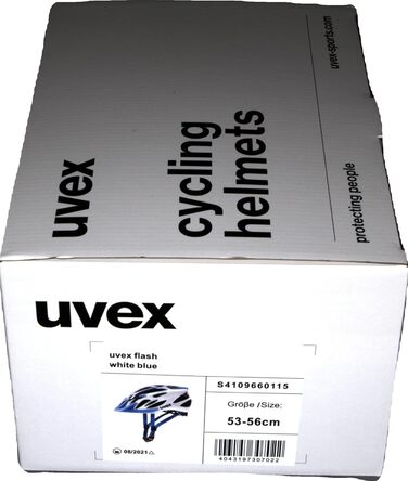 Велошолом Uvex Flash біло-синій, універсальний, регульований розмір 57-61 см, для чоловіків і жінок, знімна прана підкладка