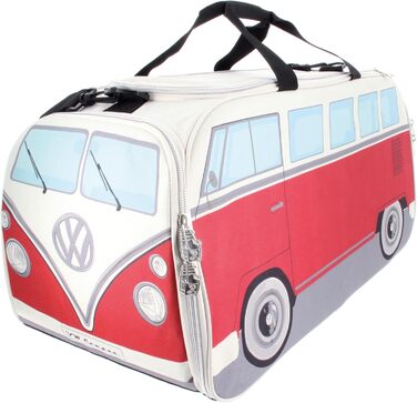 Сумка BRISA Volkswagen T1 Bulli, ретро-спортивна, через плече, велика, червоно-бежева, 60x30x30 см