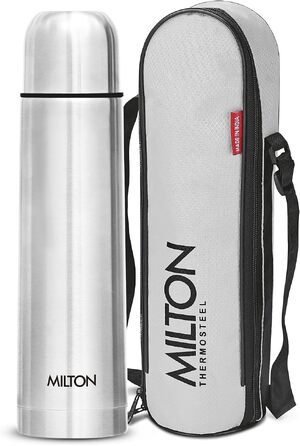 Термос Milton Thermosteel Flip Lid 1000 мл, вакуумна stainless steel пляшка для напоїв (гарячі та холодні), герметична, срібляста