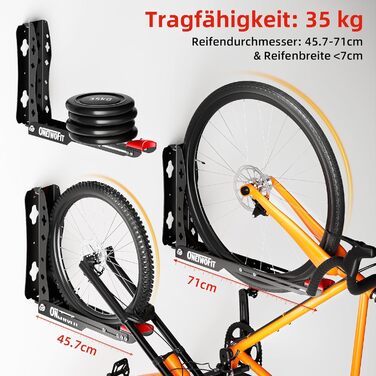 Настінна підставка для велосипеда ONETWOFIT - 2 шт., чорна, до 35 кг