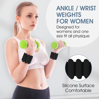 Гантелі на зап'ястя, 2 шт., регульовані силіконові браслети, 0.9 кг, чорний. Підходять для ходьби, йоги та фітнесу, тренування рук та ніг.