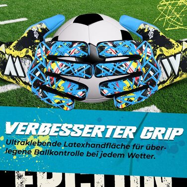 Дитячі та юнацькі воротарські рукавички Torwarthandschuhe: дихаючі та зручні рукавички з латексного піноматеріалу для хлопчиків, дівчаток та юніорів (9, Cyan)