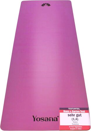 Килимок для йоги з натурального каучуку | ULTRA GRIP | ECO PU | 183x68 см, 4 мм | з ремінцем | Зелений Мандала (Фіолетовий)