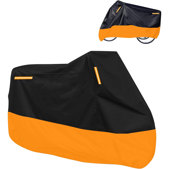 Чохол для триколісного велосипеда преміум-класу, підходить для всіх триколісних велосипедів та мопедів, для зберігання в приміщенні та на вулиці, 264,2 x 110 x 124,5 см (чорний та помаранчевий)